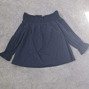 Off-Shoulder Navy Blouse